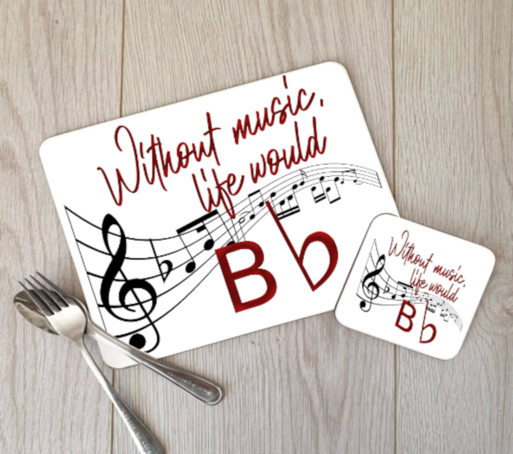Musical Note Hardboard Placemat and Coaster Set